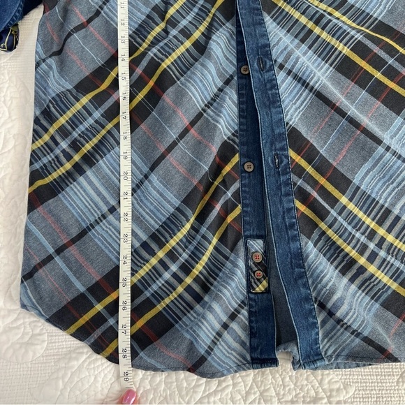 Robert Graham Shirt Men Large Plaid Chambray Denim Button Up Long Sleeve G - Picture 6 of 7